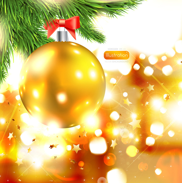 Karácsonyi háttér baubles és karácsonyfa - Vektor, kép