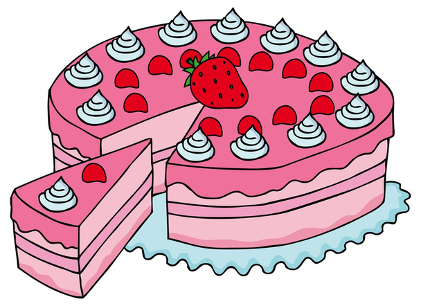 Aufgeschnittener rosa Kuchen - Vektor, Bild