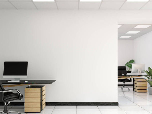 インテリア モックアップのオフィスの壁。壁の芸術。3 d レンダリング、3 d イラストレーション - 写真・画像
