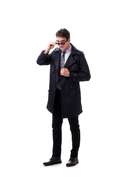 Young businessman wearing winter coat isolated on white - Photo, image