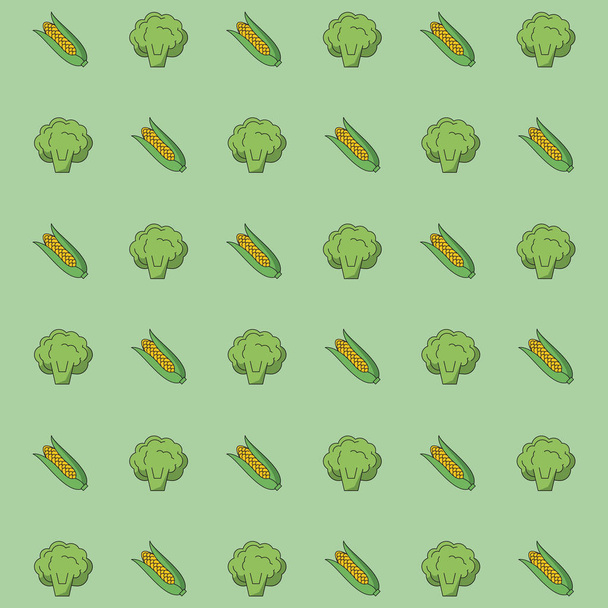 colorful background with pattern of cob corn and cauliflowers - Vector, Image