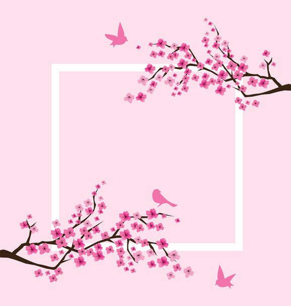 Marco de flor de cerezo vectorial
 - Vector, imagen