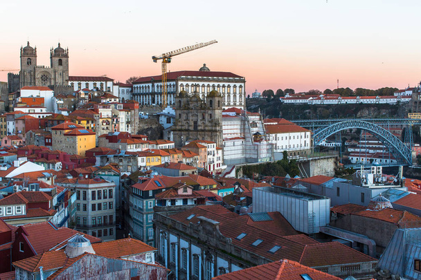 Madártávlat Nézd régi belváros, Porto, Portugália. - Fotó, kép