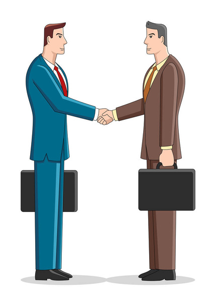 Simple cartoon of businessmen shaking hand - Vector, Image