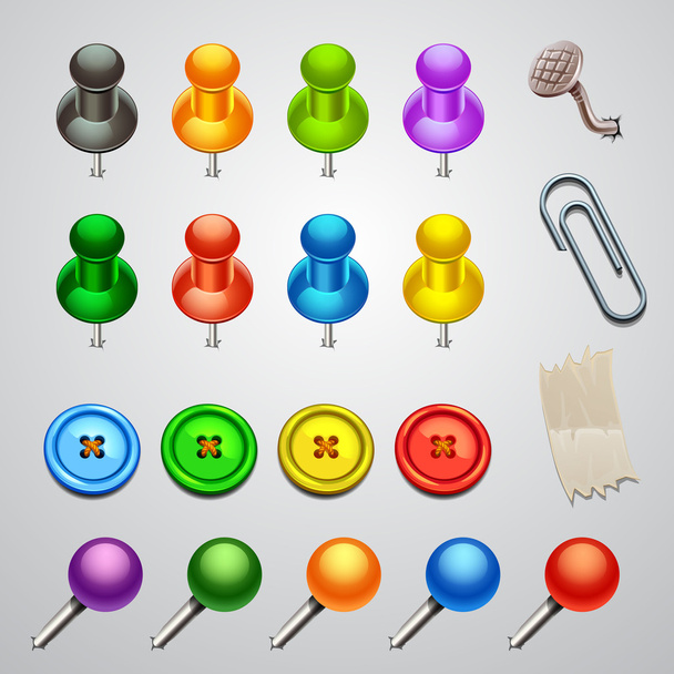 kleurrijke push pins - Vector, afbeelding