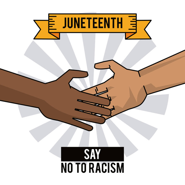 Руки девятнадцатого дня говорят нет расизму
 - Вектор,изображение