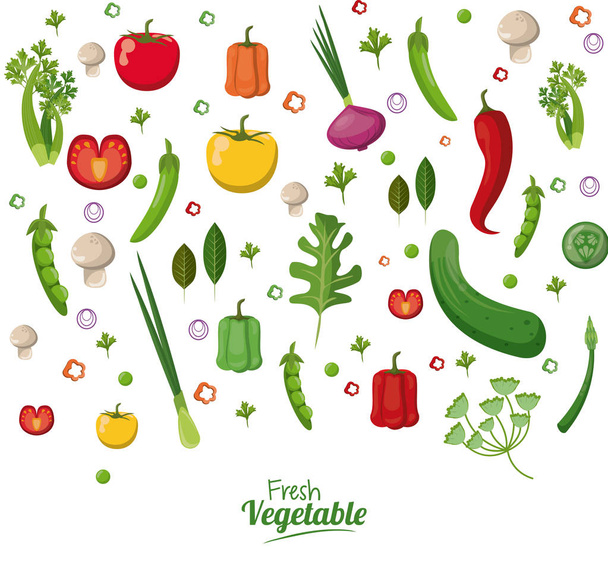 fresh vegetables organic vegetarian food wallpaper - Vector, Imagen