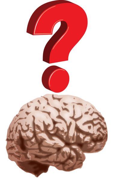 Cerebro con signo de interrogación 3D
 - Foto, imagen