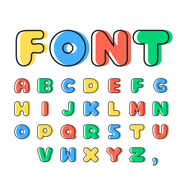 Font. Flat style line design alphabet, type. Creative colorful vector font - Vettoriali, immagini