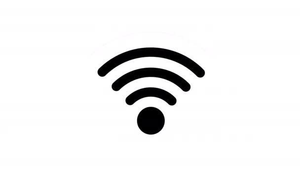 schwarzes Wifi-Symbol auf weißem Hintergrund - Filmmaterial, Video