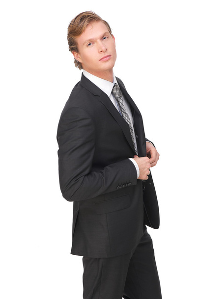 Casual Businessman Buttoning his Jacket - Fotografie, Obrázek