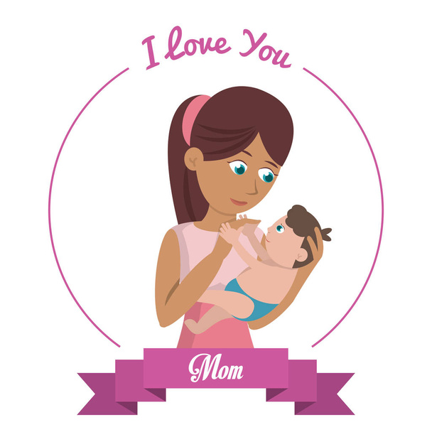 je t'aime maman carte femme porte bébé
 - Vecteur, image