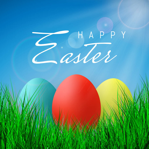 Happy Easter, Color Eggs Collection With Gradient Mesh, design template, Vector Illustration - Vektör, Görsel