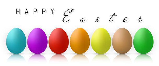 Happy Easter, Color Eggs Collection With Gradient Mesh, design template, Vector Illustration - Vector, Imagen