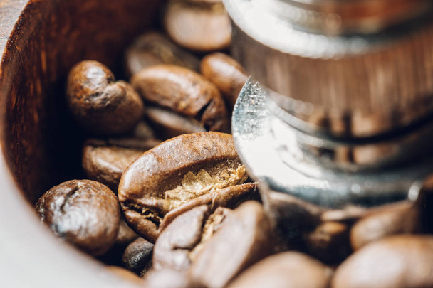 Coffee beans in a coffee grinder - Fotografie, Obrázek