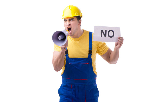 Εργαζόμενος που ανταποκρίνεται αρνητικά δεν απομονώνονται σε λευκό - Φωτογραφία, εικόνα