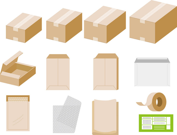 Obalové materiály jako kartonové krabice - Vektor, obrázek