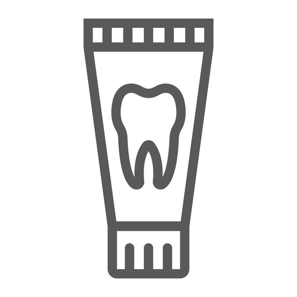 Diş macunu tüpü satırı simgesi, stomatology ve diş, temiz işareti vektör grafikleri, doğrusal model beyaz bir arka planda eps 10. - Vektör, Görsel