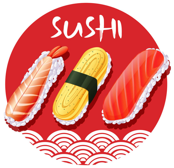 Japán élelmiszer-tervező sushi tekercs - Vektor, kép