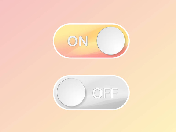 Vector flat icon On and Off Toggle switch button - Вектор,изображение