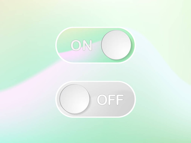 Green interface icon On and Off Toggle switch holographic art bu - Vector, Image