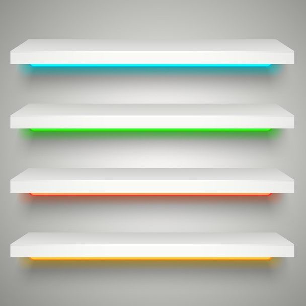 Neon illumination shelves - Vector, imagen