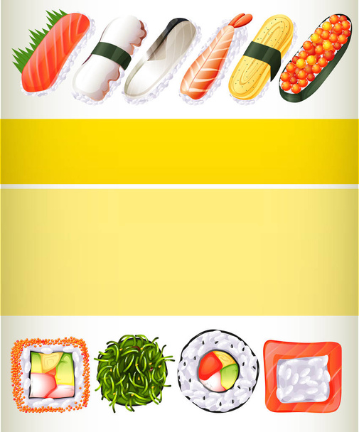 Дизайн плаката с различными суши-рулонами
 - Вектор,изображение