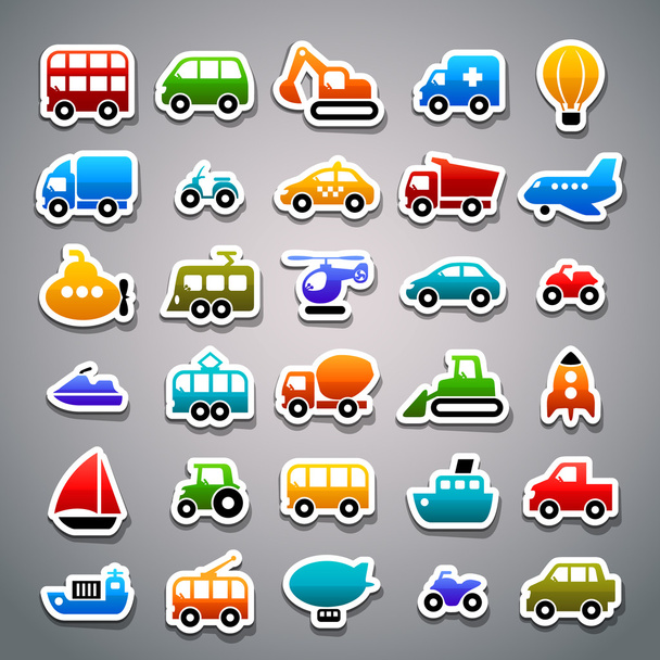 Adhesivo de transporte iconos
 - Vector, imagen