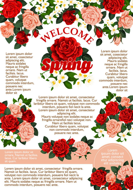 Cartel de flores rosas vectoriales para la temporada de primavera
 - Vector, imagen