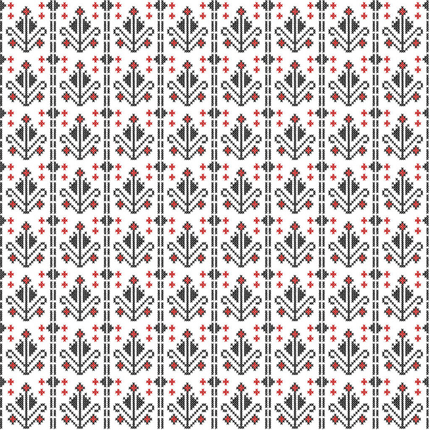 Krzyża ściegu tradycyjny haft z kwiatami, liczby bez szwu - Wektor, obraz