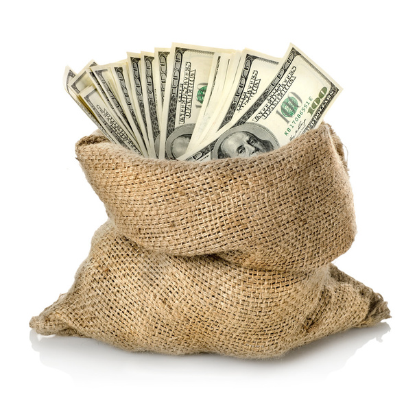 Dinero en la bolsa aislado
 - Foto, imagen