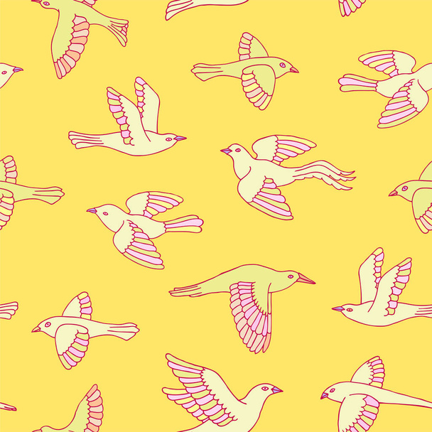 Hand drawn decorative birds seamless pattern. Animal vector illustration - Vektor, kép