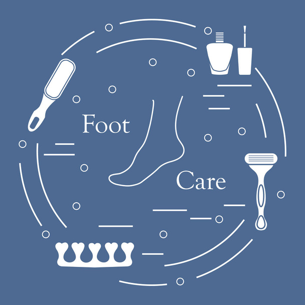 Pedicure tools and products for beauty and care. - Vektori, kuva