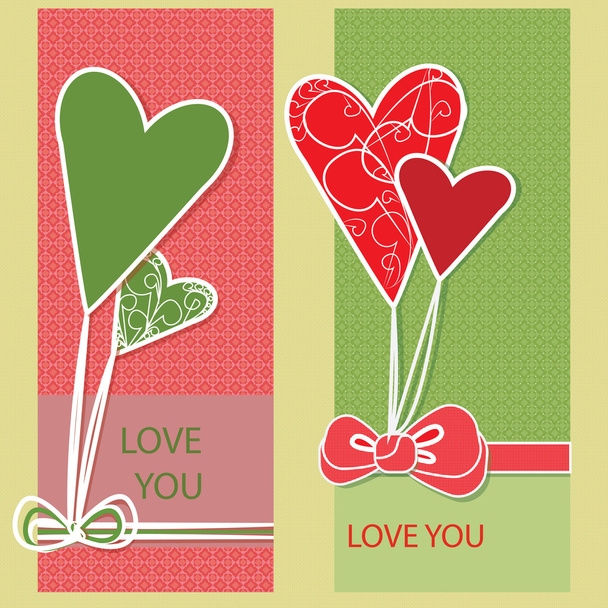 Vector greeting card with hearts. - Vector, Image