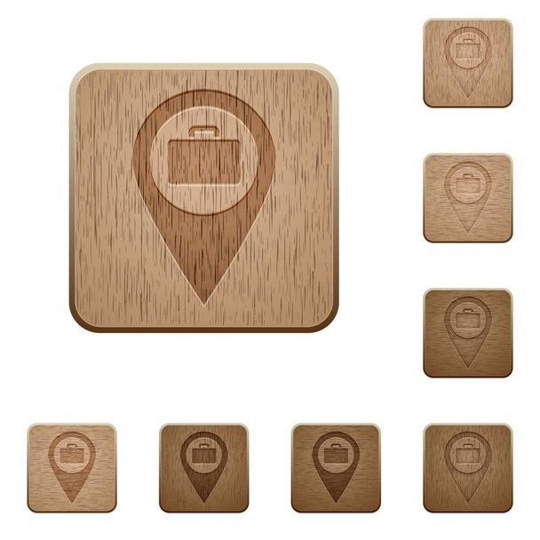 Bagage opslag Gps kaart locatie houten knoppen - Vector, afbeelding