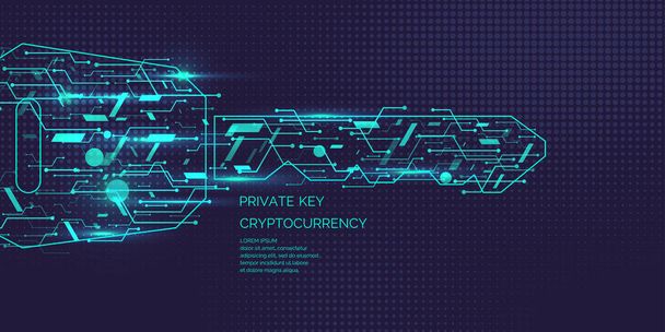 Private key for cryptocurrency. Global Digital technologies. - Vector, Image