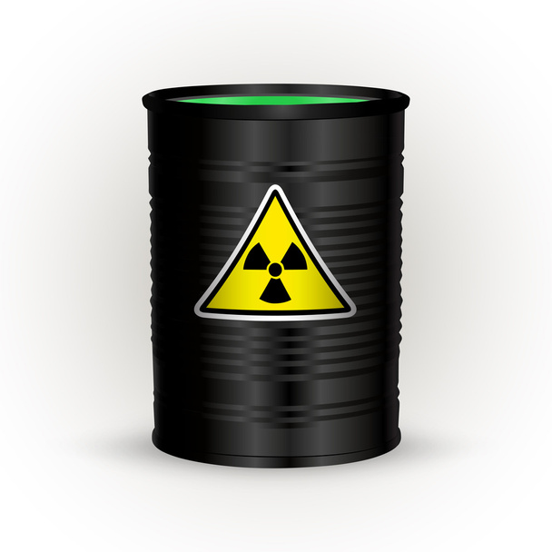 Vector illustration of black metal barrel with nuclear waste. - Vector, Image