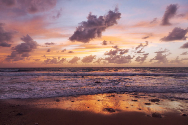 fantastic stunning colorful landscape, sunset on the shore of th - Foto, imagen