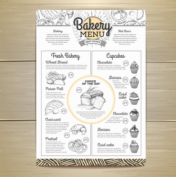 Vintage bakery menu design. Restaurant menu. Document template - Vector, Image