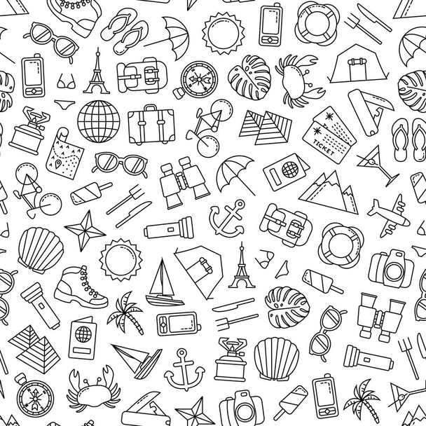 seamless pattern with traveling icons - Vector, Image