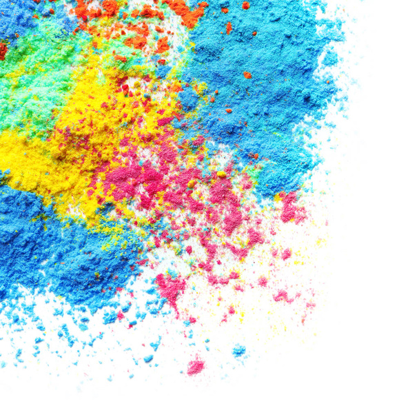 Colorful powders for Holi festival on white background - Fotografie, Obrázek