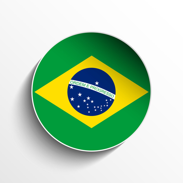 Brasil Bandera papel círculo sombra botón
 - Vector, Imagen