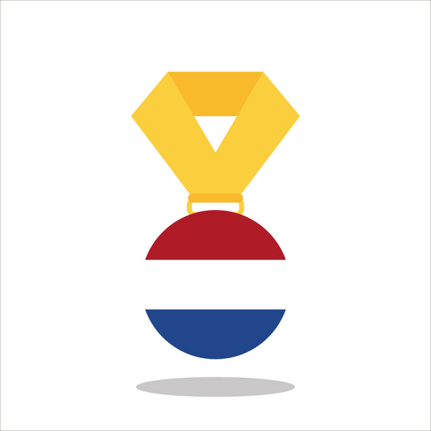 Medal with the Netherlands flag isolated on white background - vector illustration - Vetor, Imagem