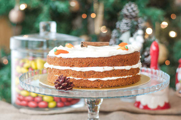 Christmas carrot baked cake - Фото, изображение