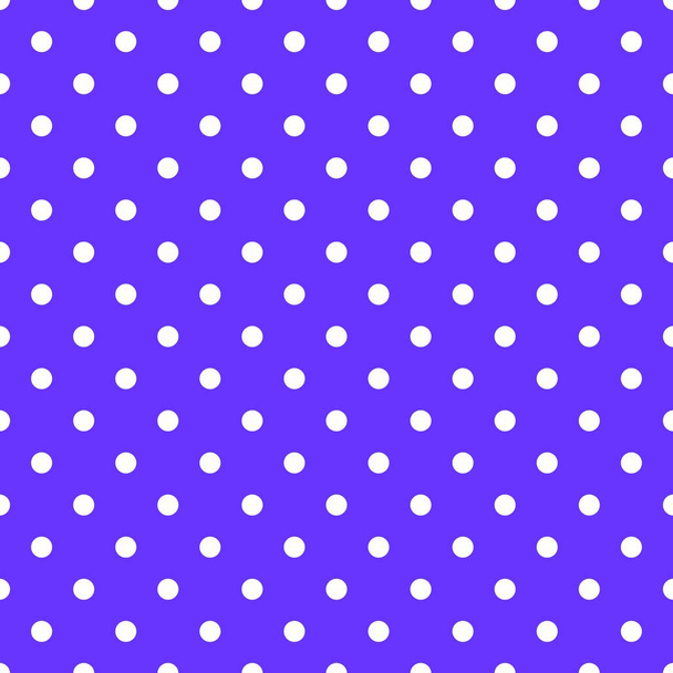 紫色の背景に白の水玉模様のタイルのベクトル パターン - ベクター画像