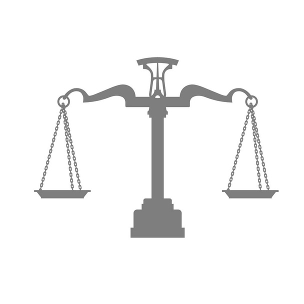 正義のスケール、バランス - 法的システムのシンボルのシルエット - ベクター画像