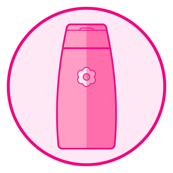 Shampoo. Pink baby icon on a white background, line art vector design. - Wektor, obraz