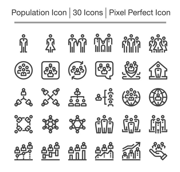 Populationszeilensymbol gesetzt - Vektor, Bild