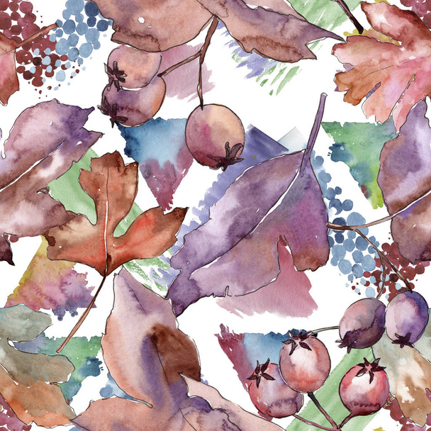 Bladeren van hawthorn patroon in een aquarel stijl. - Foto, afbeelding