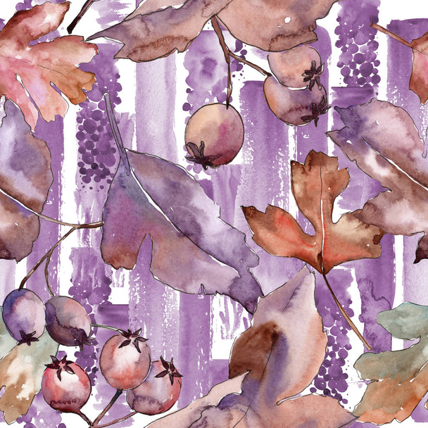 Bladeren van hawthorn patroon in een aquarel stijl. - Foto, afbeelding